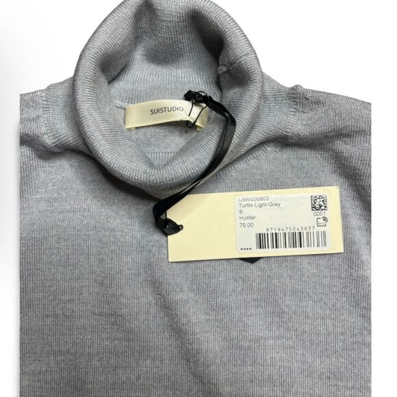 Suistudio Hunter Light Grey Merino Wool Turtleneck Sweater Small - Picture 3 of 3